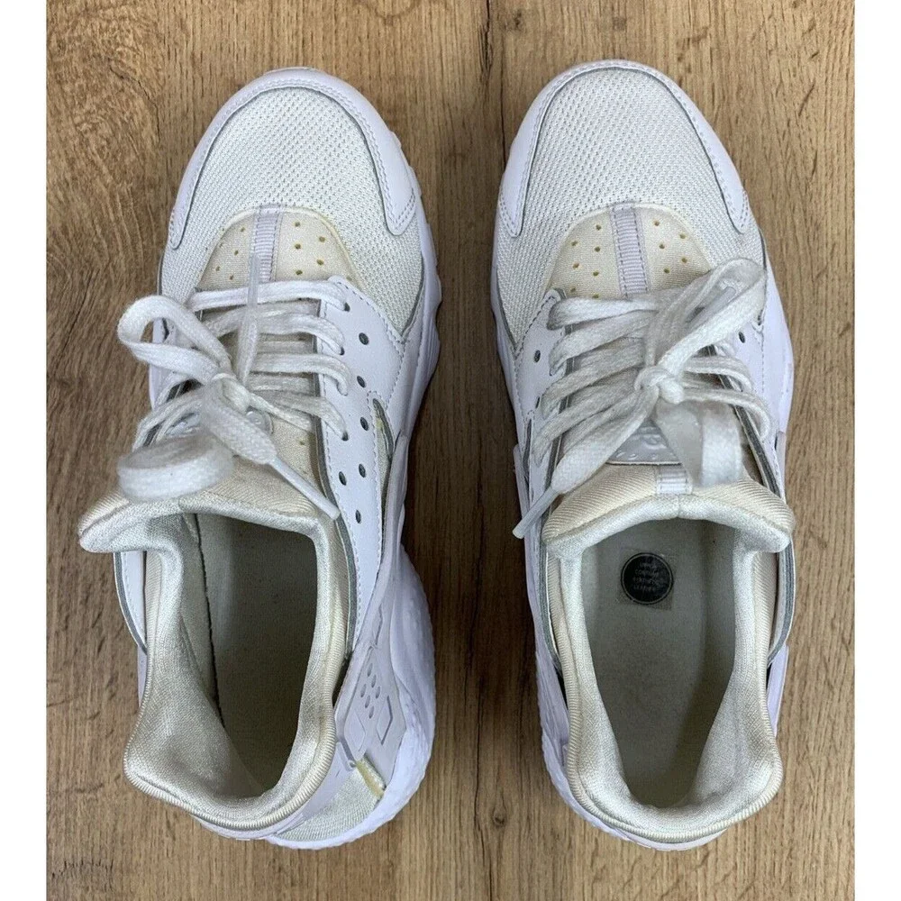 Nike Huarache Run Running Shoes Sneakers Boys Size 4.5Y White 654275-110
